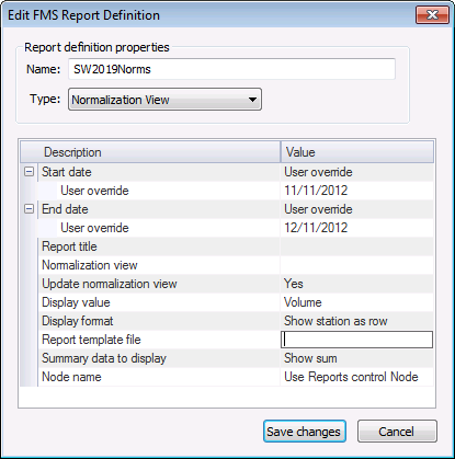 Edit FMS Report Definition
